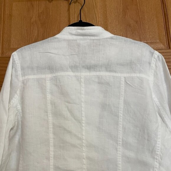 Vintage Cherokee White 100% Linen Button Up Blouse Size Large - Picture 9 of 11